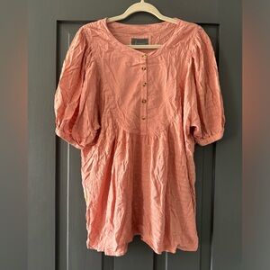 Anthropologie Elinor Pink Puff Sleeve Top, womens XL